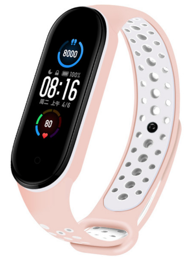 ᐉ Ремешок для фитнес браслета Xiaomi Mi Band 6/5 Пудровый/Белый ...