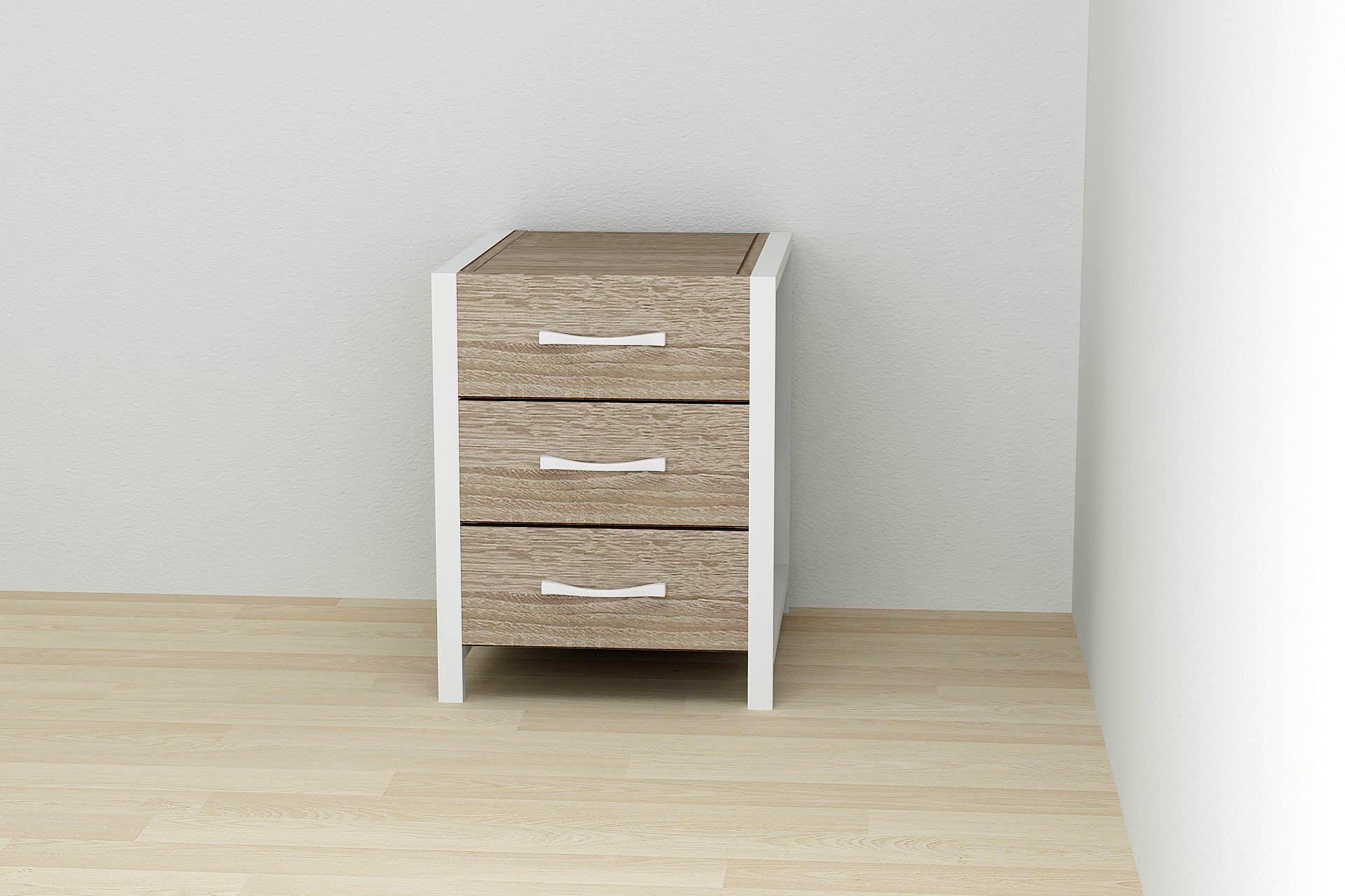 Тумба универсальная Ferrum-decor Вивьен 3 ДСП 16 мм 50x41x40 см Белый/Дуб Сонома Трюфель (FRD-104194)