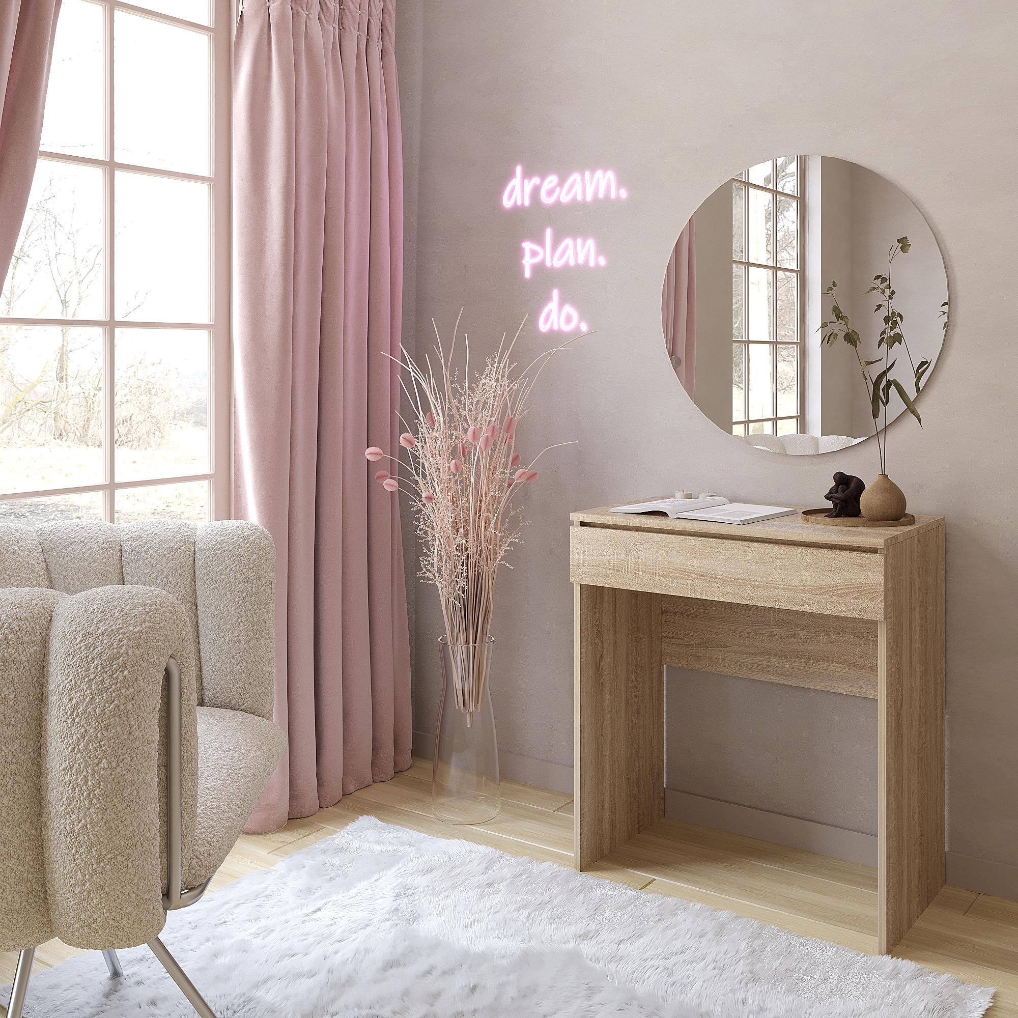 Туалетний столик з круглим дзеркалом ТЗ-софт 750x700x450 мм Дуб сонома Туалетний столик з круглим дзеркалом ТЗ-софт 750x700x450 мм Дуб сонома