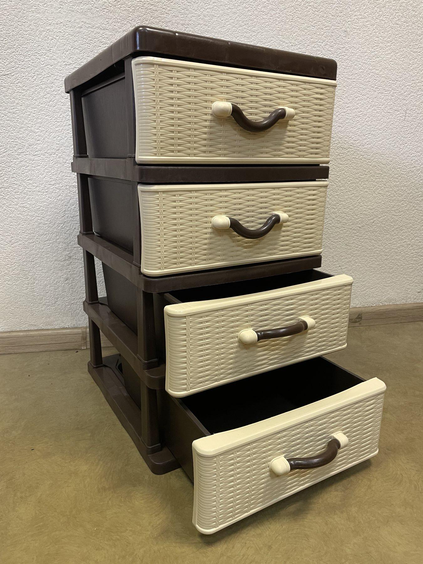 Комод пластиковый 4 ящика 43х34х64 см Бежево-коричневый (29439015) - фото 2 Комод пластиковый 4 ящика 43х34х64 см Бежево-коричневый (29439015) - фото 2