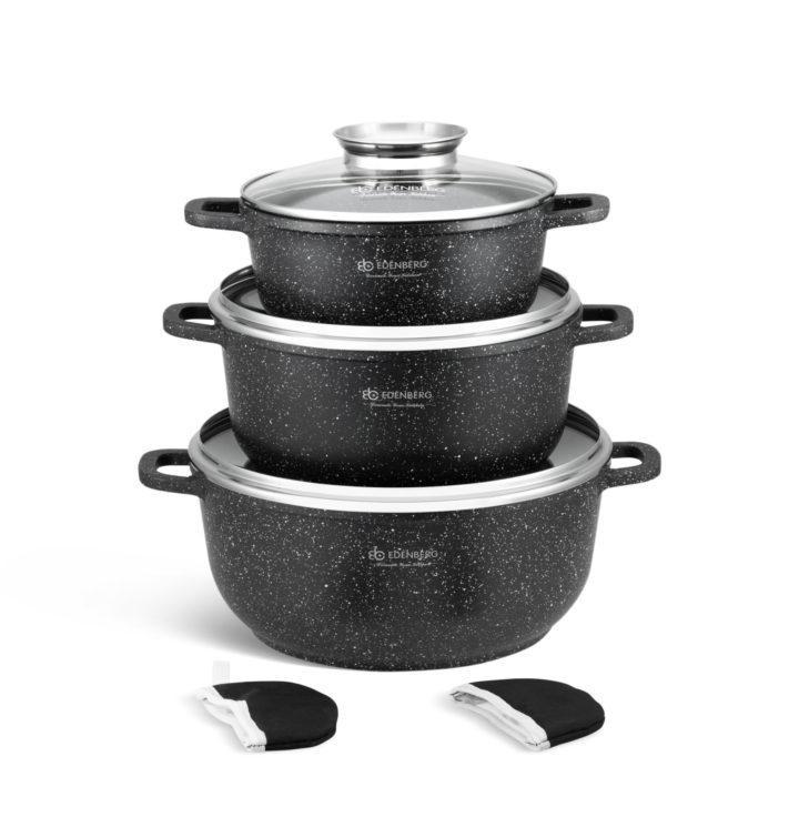 Набір казанів Edenberg із мармуровим антипригарним покриттям 3 шт. (EB-8140) - фото 7 Набір казанів Edenberg із мармуровим антипригарним покриттям 3 шт. (EB-8140) - фото 7