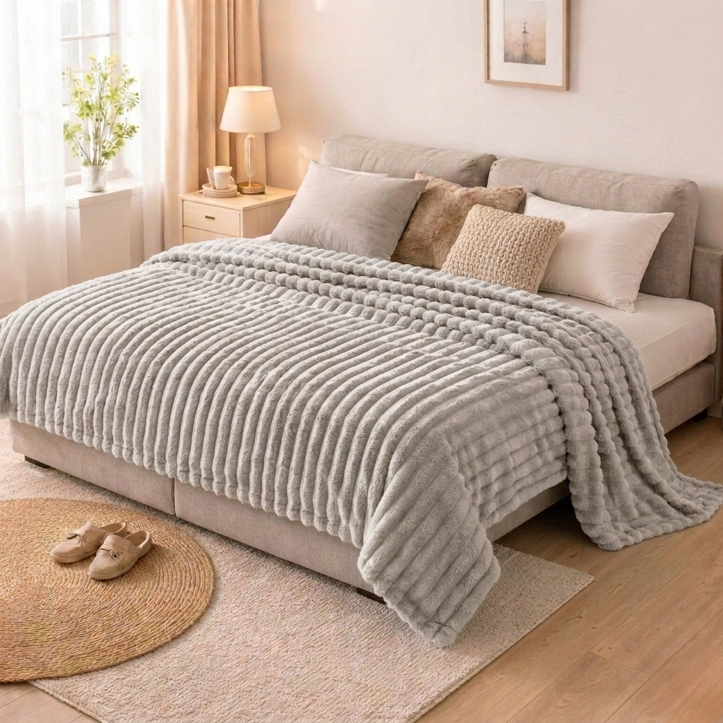 Плед на диван и кровать Shar Pei Lux 200х230 см Бежевый (PlaidSharPei200Beige)