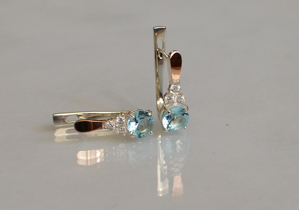 Срібні сережки з золотом 140с Блакитний