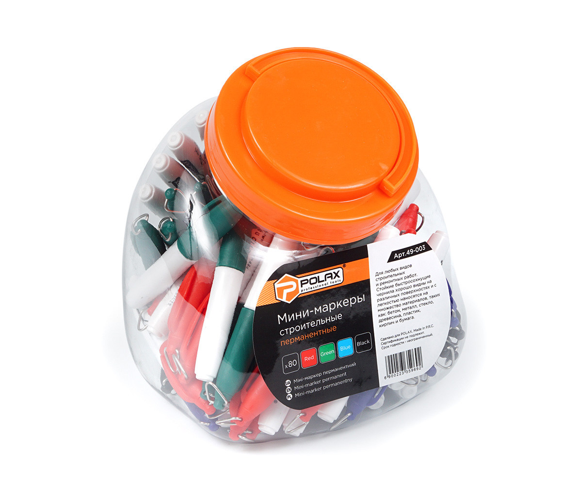 Міні-маркер Polax перманентний будівельний 1 шт. Black/Red/Blue/Green (49-003)