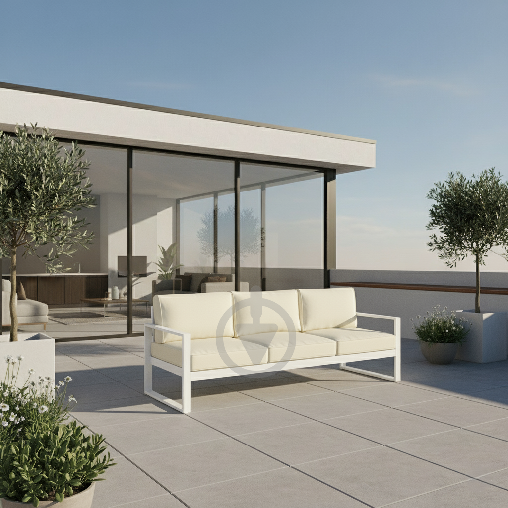 Диван металлический AVVS tech Бостон уличный лофт с подлокотниками оксфорд 250 см Бежевый/Белый (30067076) - фото 4