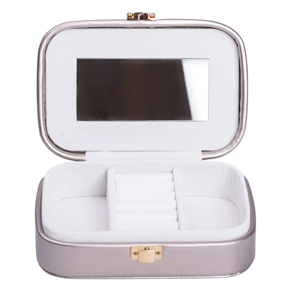 Скринька-органайзер для прикрас Yiwu із екошкіри на блискавці 15х10х5 см Срібний (147-107-HP-5-33G)