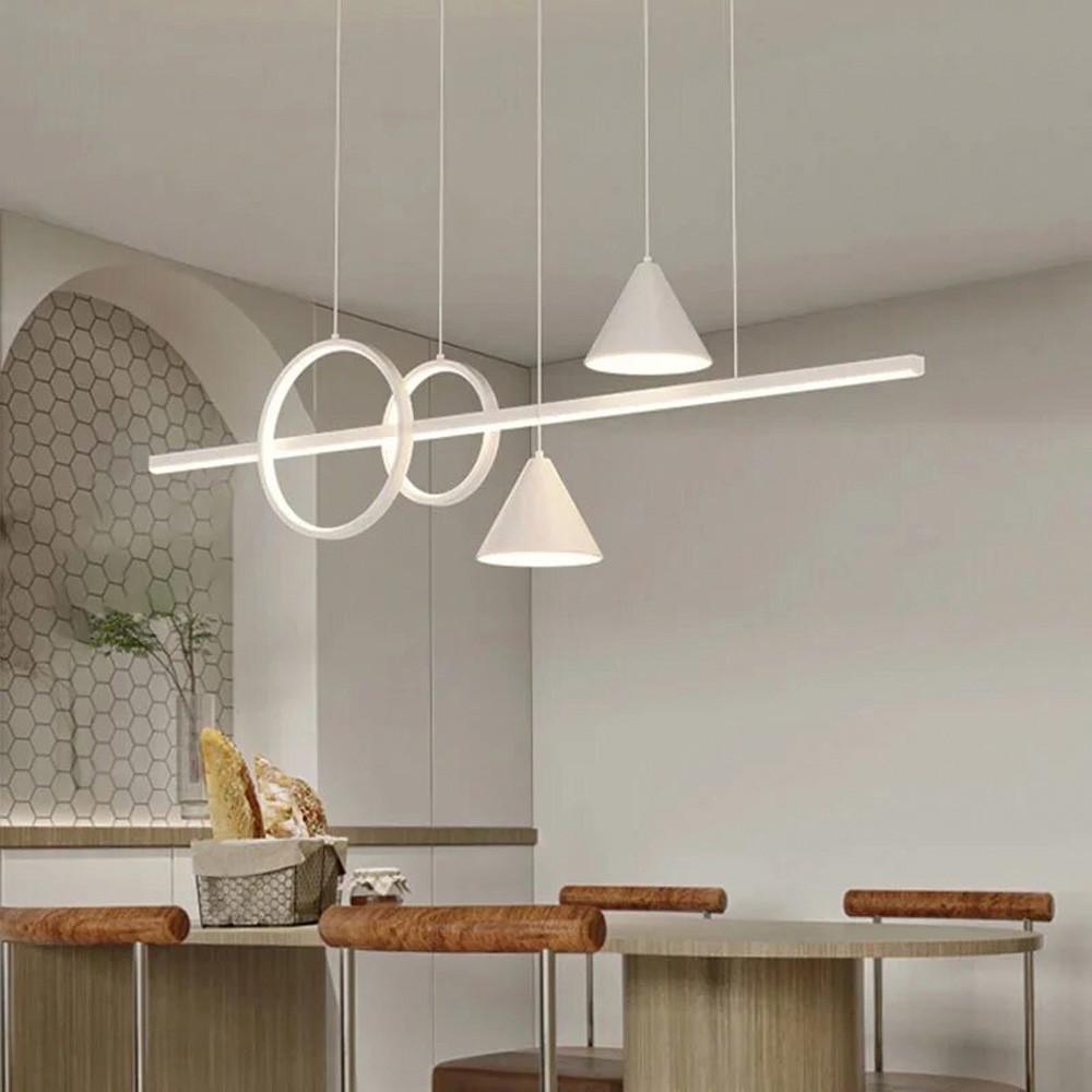 Люстра видовжена LED з 2 конусними плафонами 120 см Білий (MJ 114 WT) - фото 8