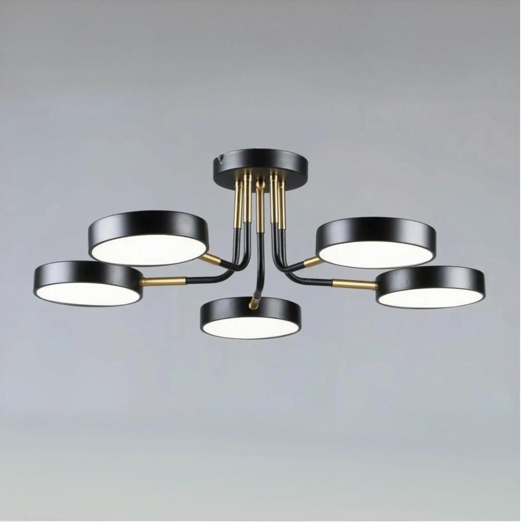 Люстра светодиодная Sirius на пять плафонов 60W 3000-6500К Черный (B N6341/5 BK+COP)