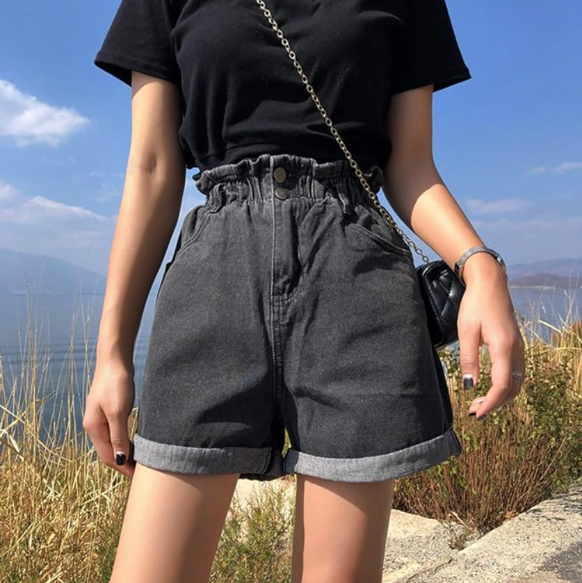 Шорты женские джинсовые высокая талия 4XL Серый (ШСА6) - фото 5 Шорты женские джинсовые высокая талия 4XL Серый (ШСА6) - фото 5