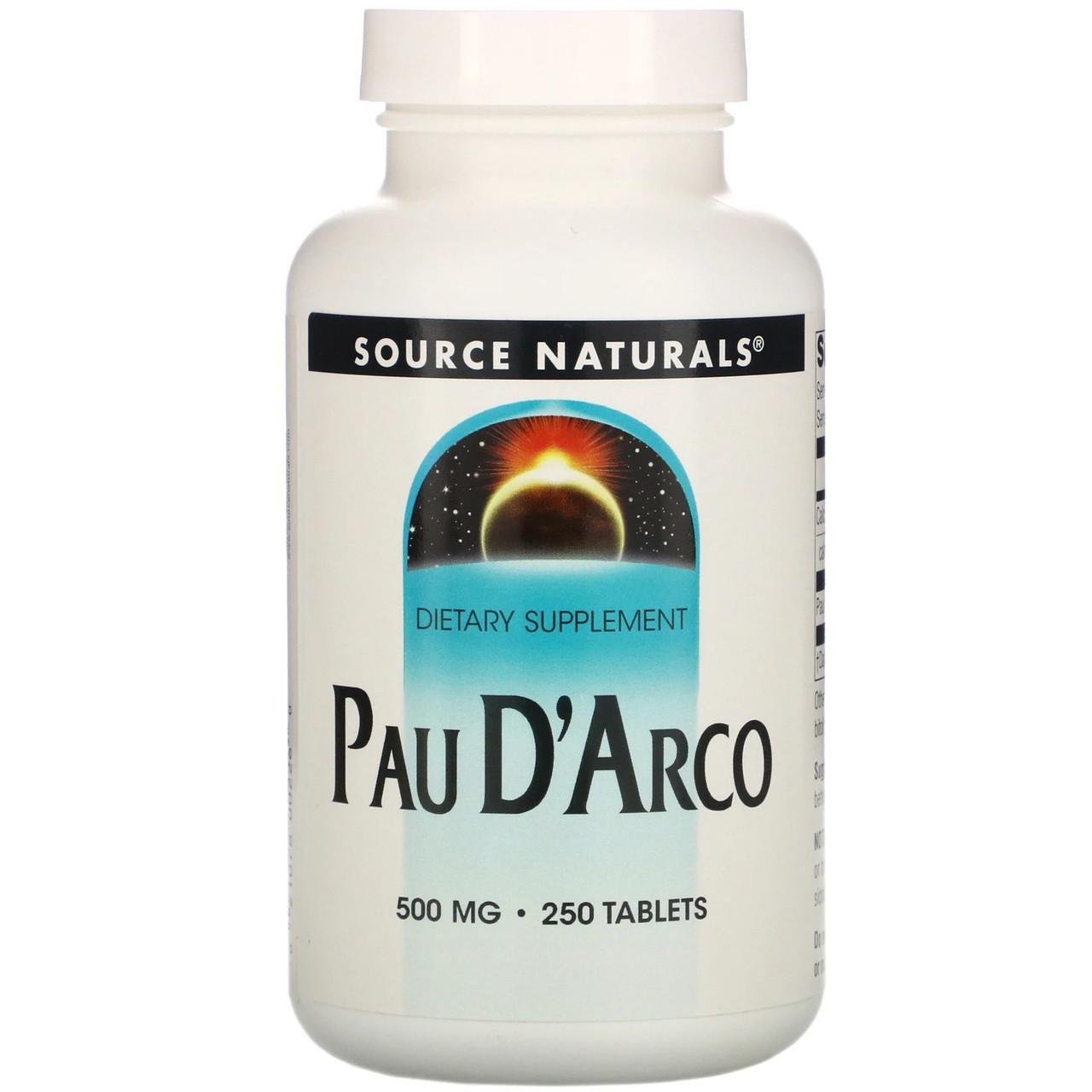 Кора муравьиного дерева Source Naturals Pau D'Arco 500 мг 250 таблеток