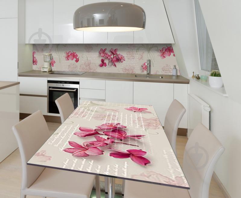 Наклейка вінілова на стіл Zatarga  "Рожеві квіти" 650х1200 мм