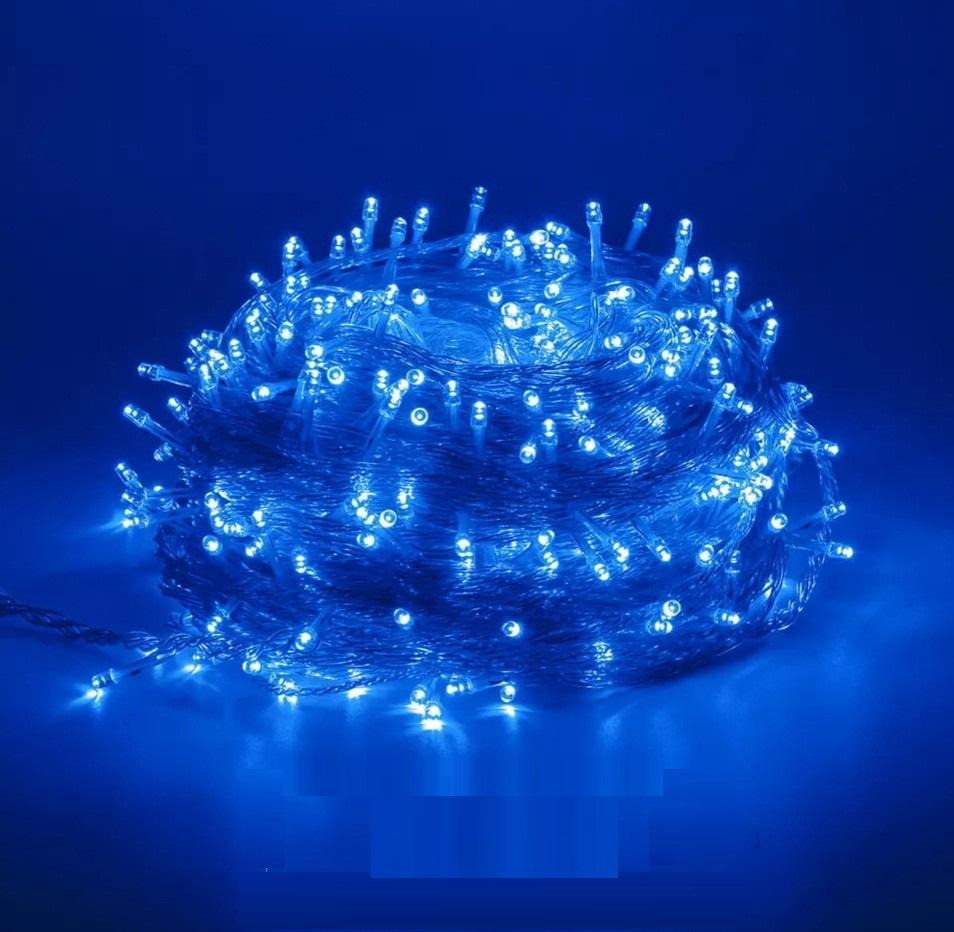 Гирлянда роса мишура серебристая проволока с пультом д/у синий 100 м 2000 диодов от USB (TOP-201)