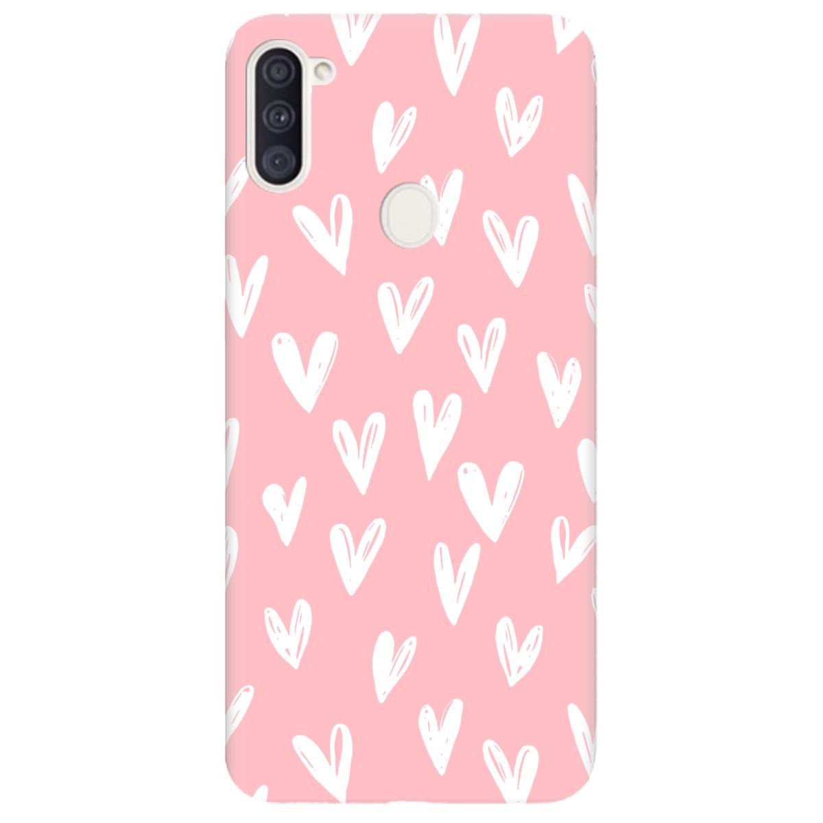 Силиконовый чехол Zorrov для Samsung Galaxy A11 - White hearts (14140070263117923)