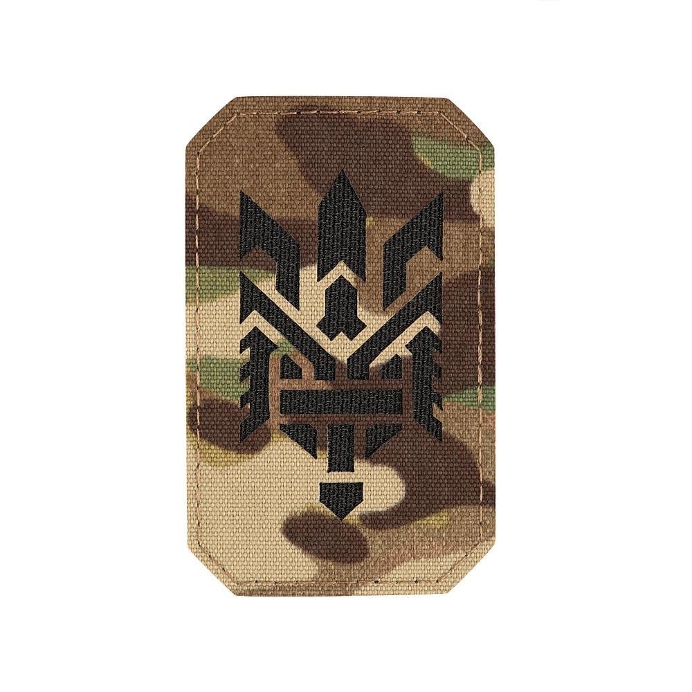 Нашивка M-Tac Тризуб стилизация Laser Cut вертикальная Multicam/Black