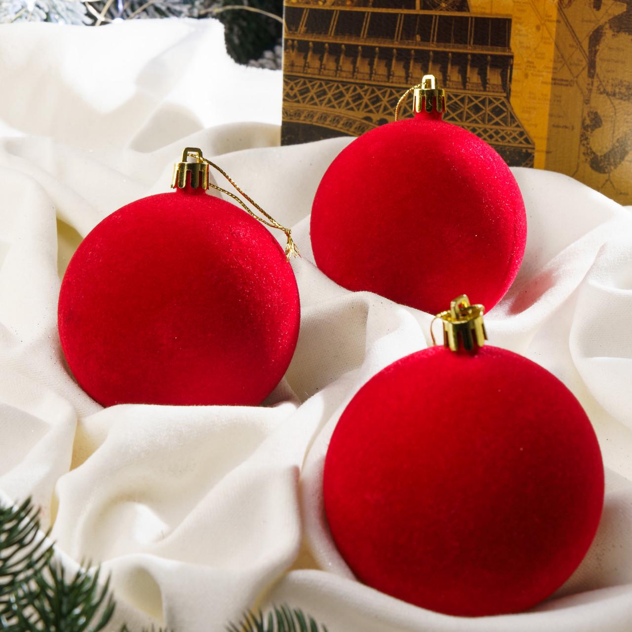 Шарики на елку Бархат 18 шт. D 8 см Красный (2765836634) - фото 4 Шарики на елку Бархат 18 шт. D 8 см Красный (2765836634) - фото 4