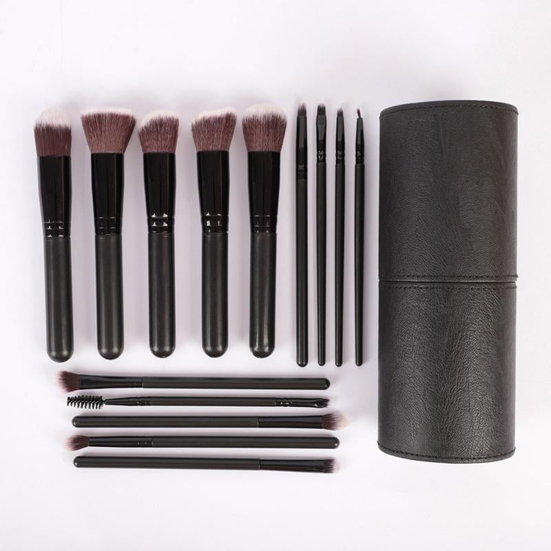 Набор кистей для макияжа профессиональный синтетический ворс с чехлом 14 шт. Черный (29707)