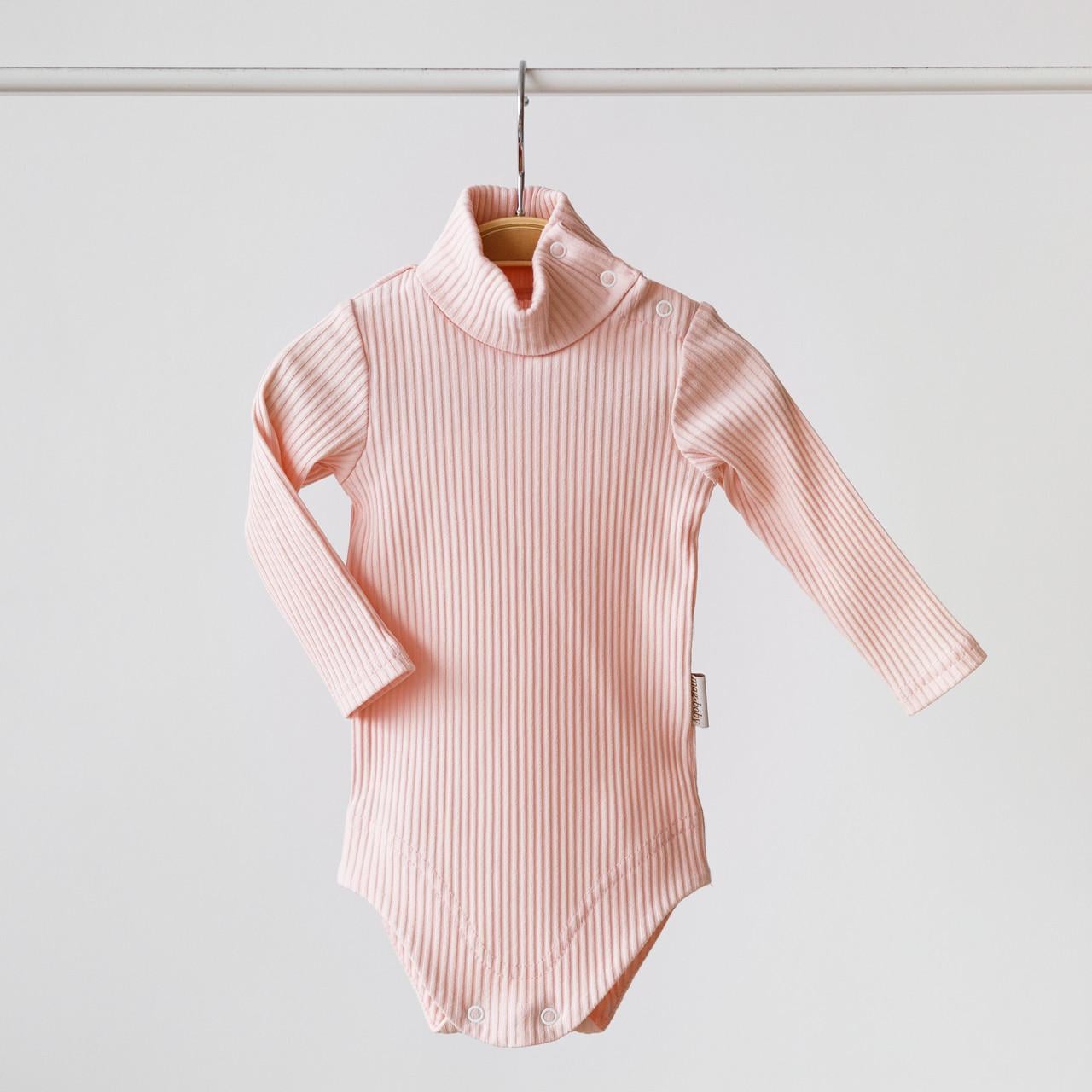 Боді-гольфик дитячий для дівчаток Mag Baby Mag Baby Strip в рубчик з кнопками 68 см 3-6 міс. Ніжно-рожевий (1553222674)