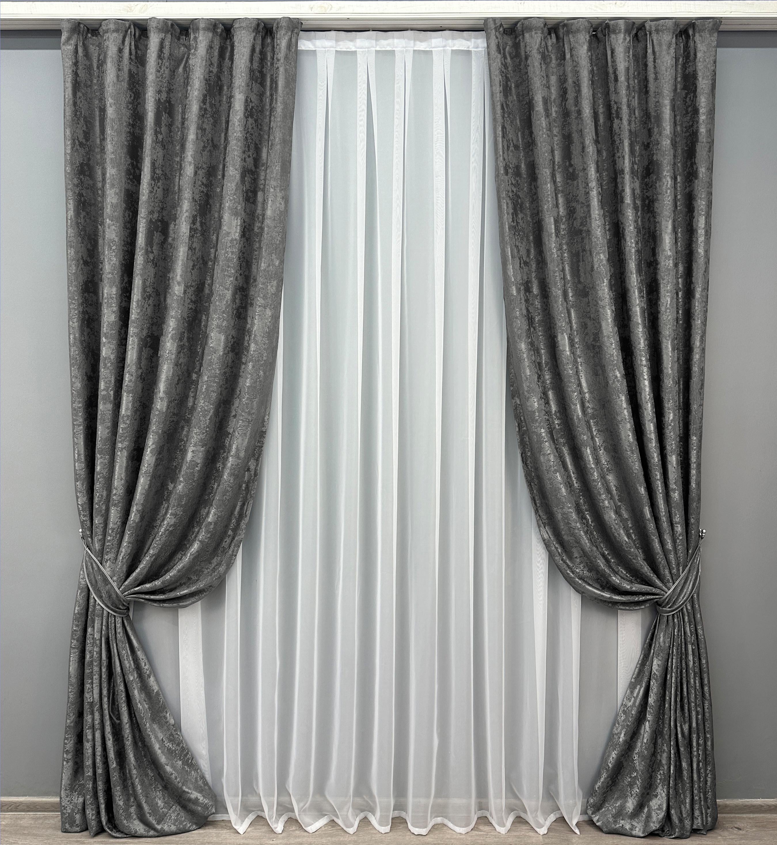 Комплект штор VR-Textil Sultan XO № 1123ш жаккард 150х270 см 2 шт. Графитовый (30-928)