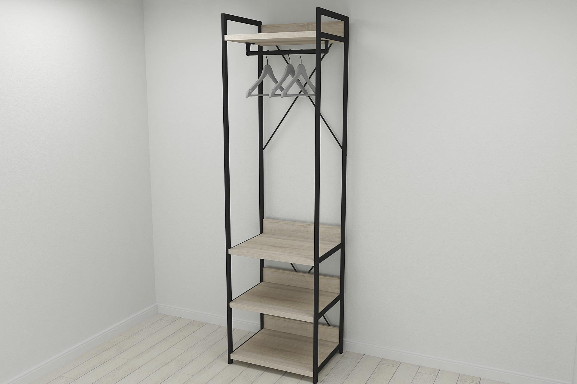 Шкаф гардероб уни секция 3 серии Конект Ferrum-decor 220x60x50 см металл Черный/ДСП Дуб Сонома (SHG046)