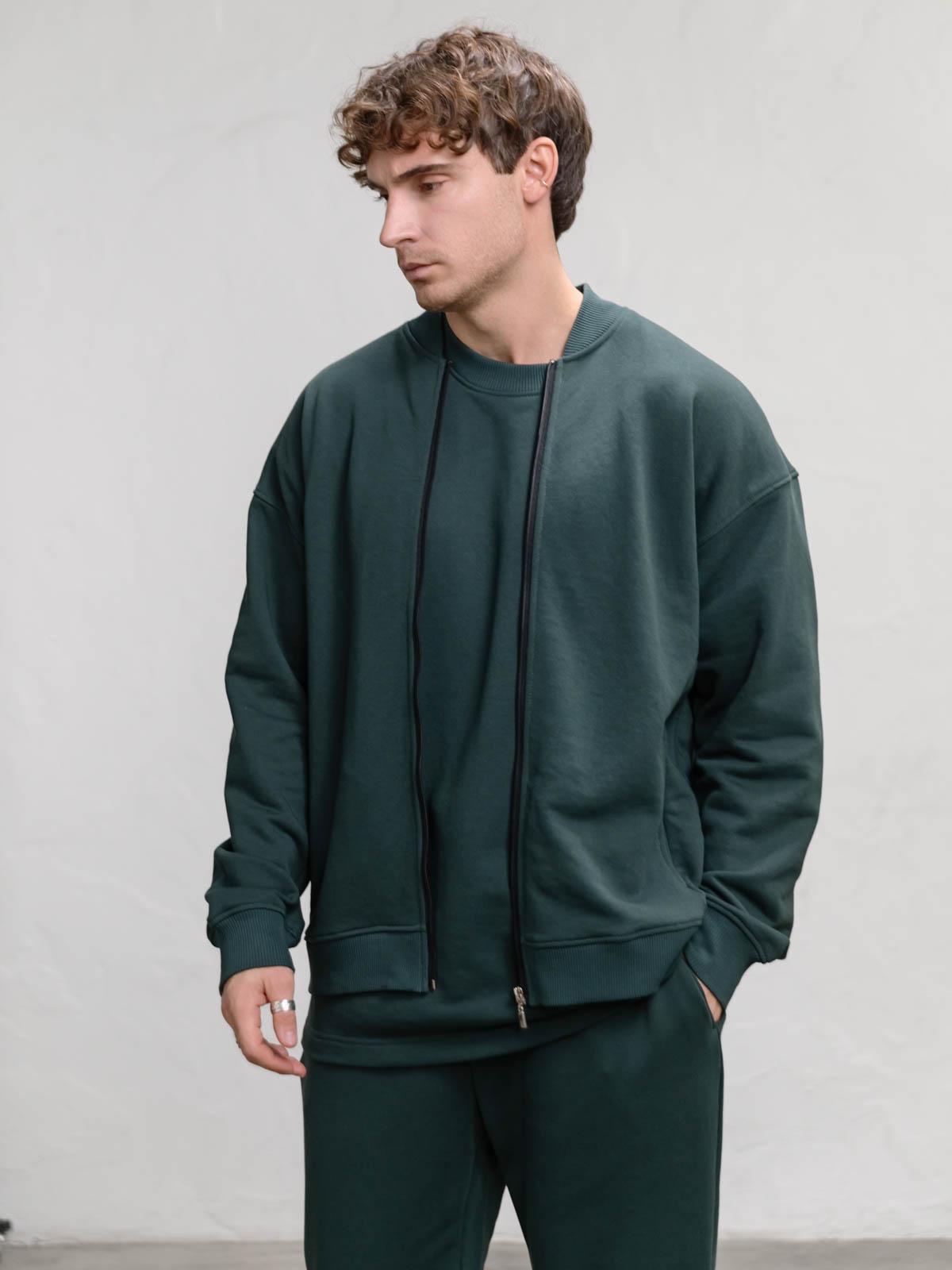 Бомбер чоловічий вільний FROMUS M/L Темно-зелений (1126-60) - фото 2 Бомбер чоловічий вільний FROMUS M/L Темно-зелений (1126-60) - фото 2