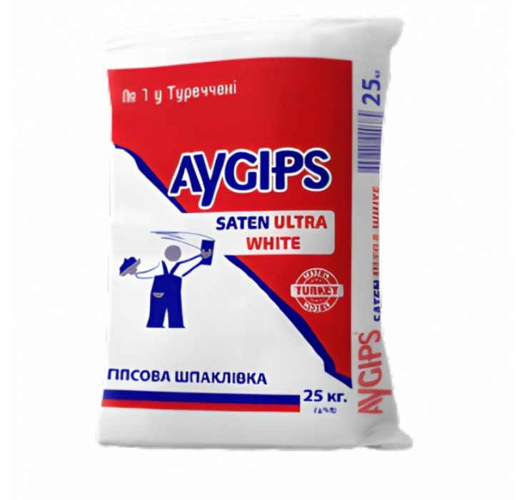 Шпаклевка AyGips гипсовая Saten Ultra White 25 кг