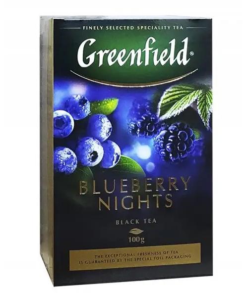 Чай Greenfield Blueberry Nights чорний зі смаком чорниці/вершків/каркаде листовий 100 г (9899)