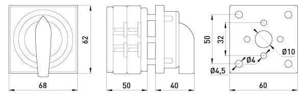 Перемикач пакетний E.NEXT LK40/2.211-ZК/45 0-1 3P 40A 400V (8615-200) - фото 4