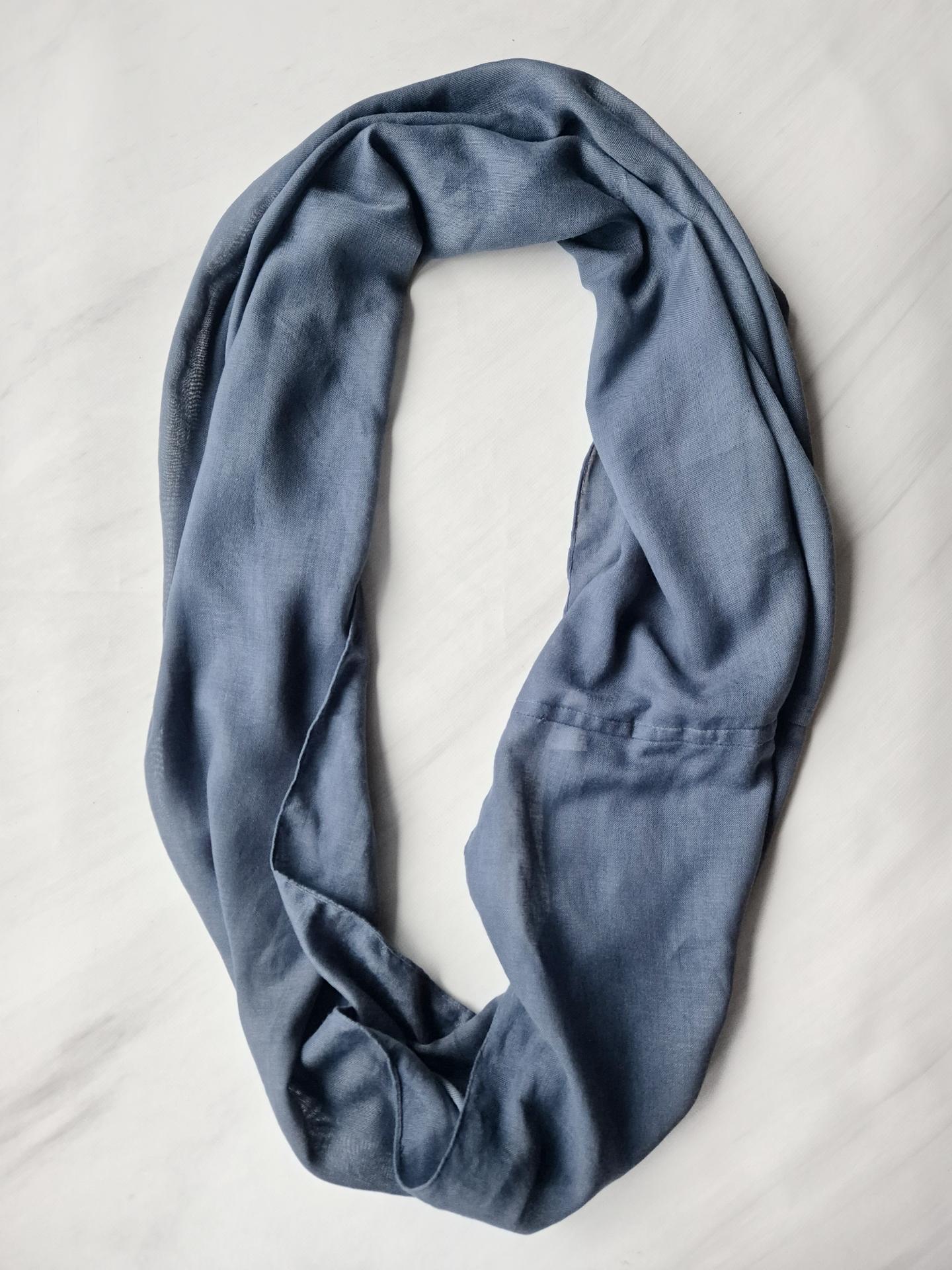 Шарф-снуд жіночий однотонний весна-осінь 158х66 см Синій (11662) - фото 3