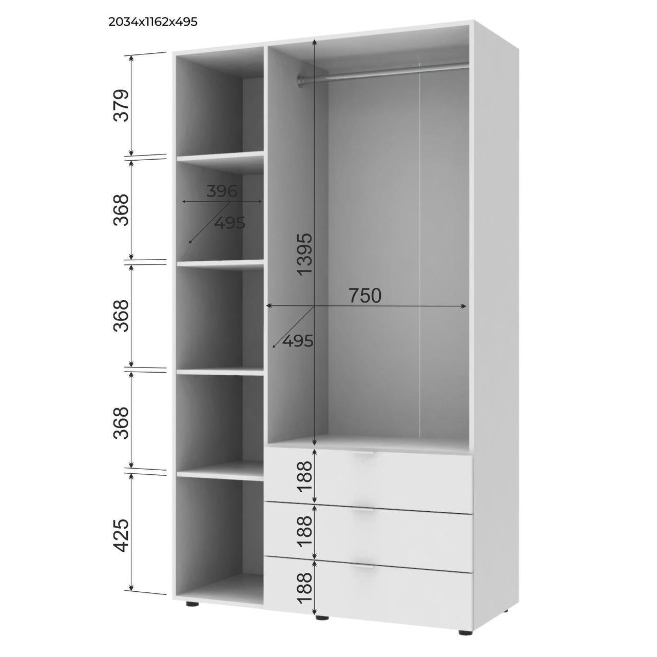 Шкаф распашной для одежды Doros Гелар 116,2х49,5х203,4 см Графит (26795710) - фото 4