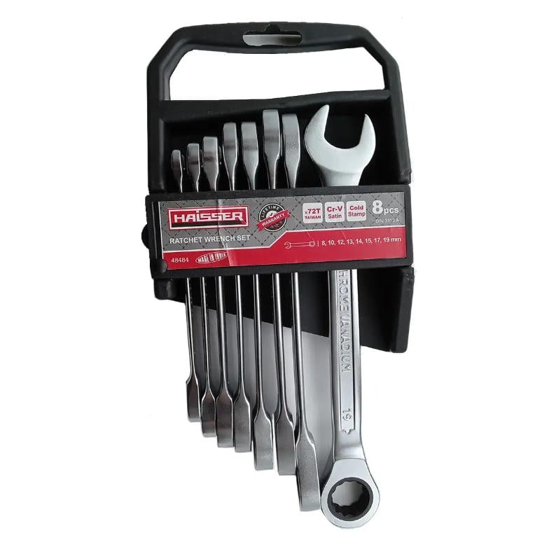 Набор ключей комбинированных с трещоткой Haisser 48484 8 шт. COLD STAMPED (48484)