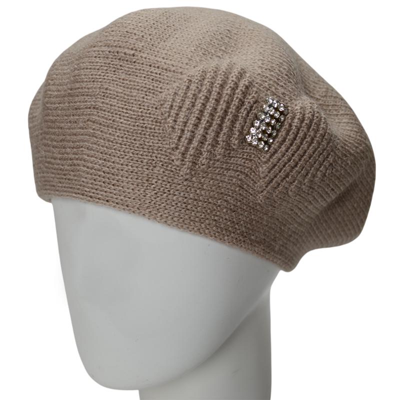 Берет женский двойной Lirus Віолета теплый зимний Бежевый