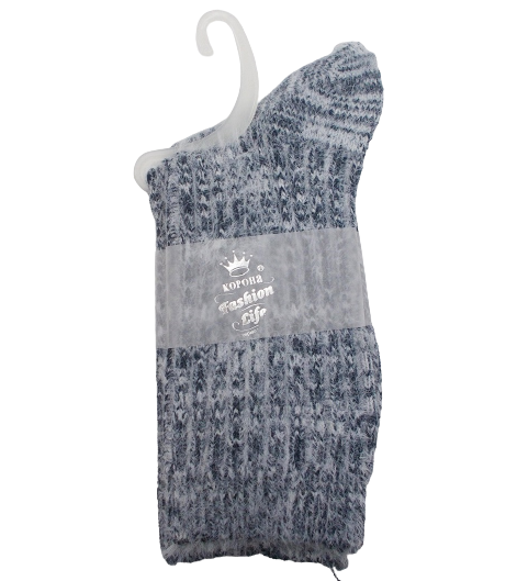 Носки из шерсти альпаки пушистые Корона 2551 р. 37-41 Синий/Белый (1483340191) - фото 1