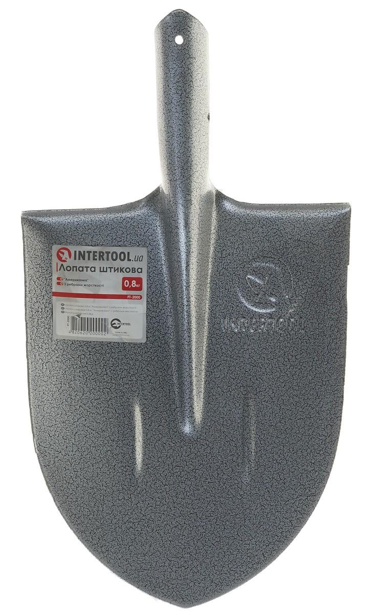 Лопата штыковая американка с ребрами жесткости INTERTOOL 0,8 кг (FT-2000)