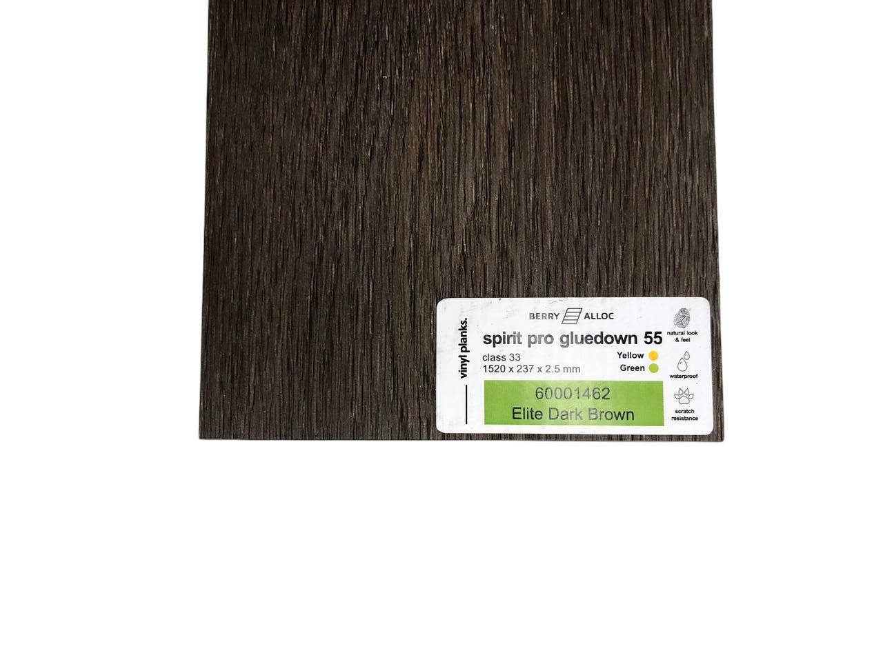 Плитка для підлоги вінілова Berry Alloc SPIRIT PRO 55 GLUEDOWN PLANK ПВХ Elite Dark Brown (22901474)