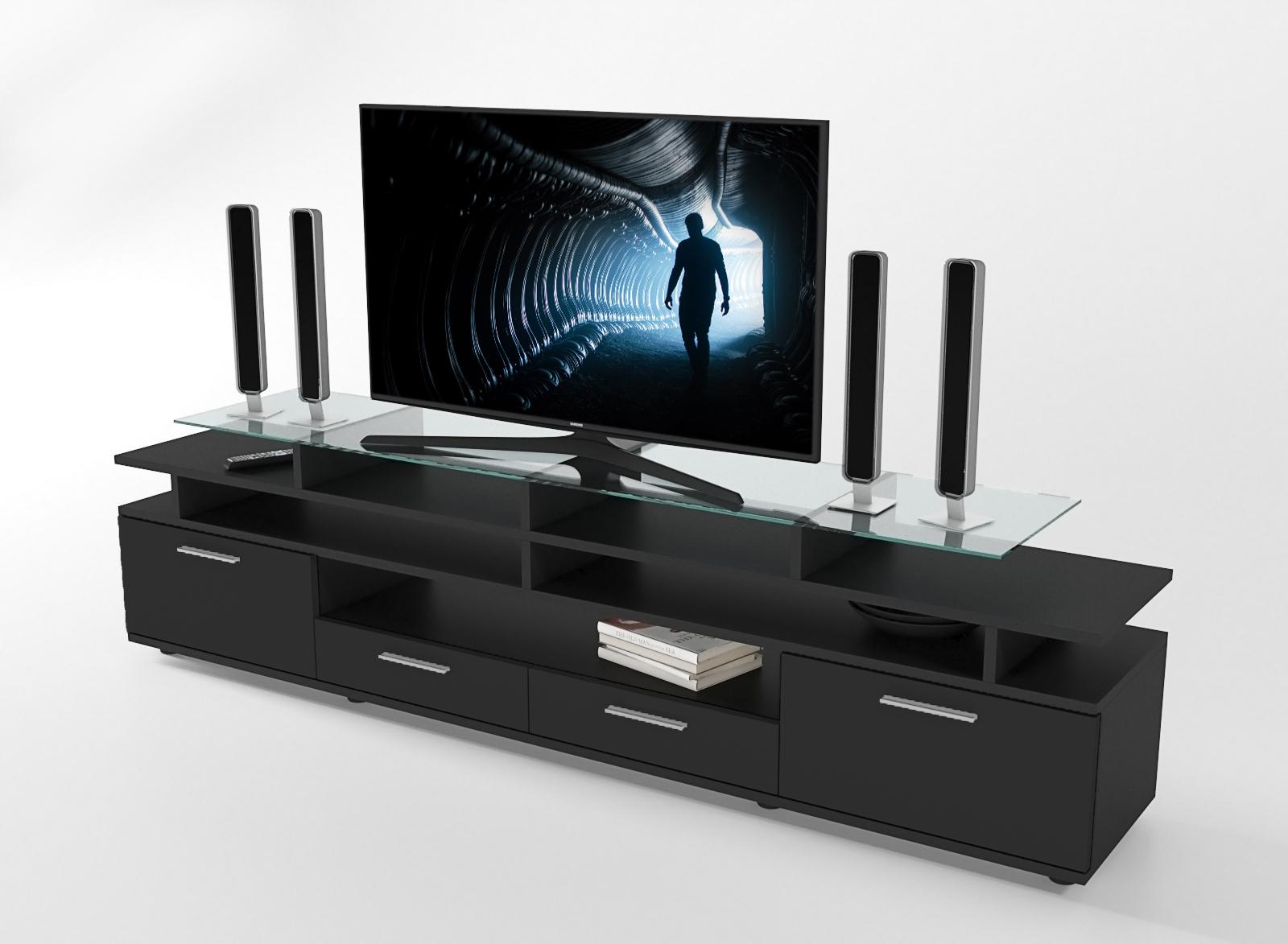 Тумба под телевизор Zeus Comfy-Home Cinema ламинированное ДСП Черный