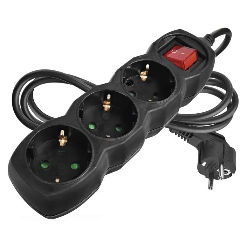 Подовжувач мережевий Emos PC1321R 3 розетки 1,5 м 1,5 кв. мм 16 А 3680 Вт вимикач з заземленням (PC1321R)