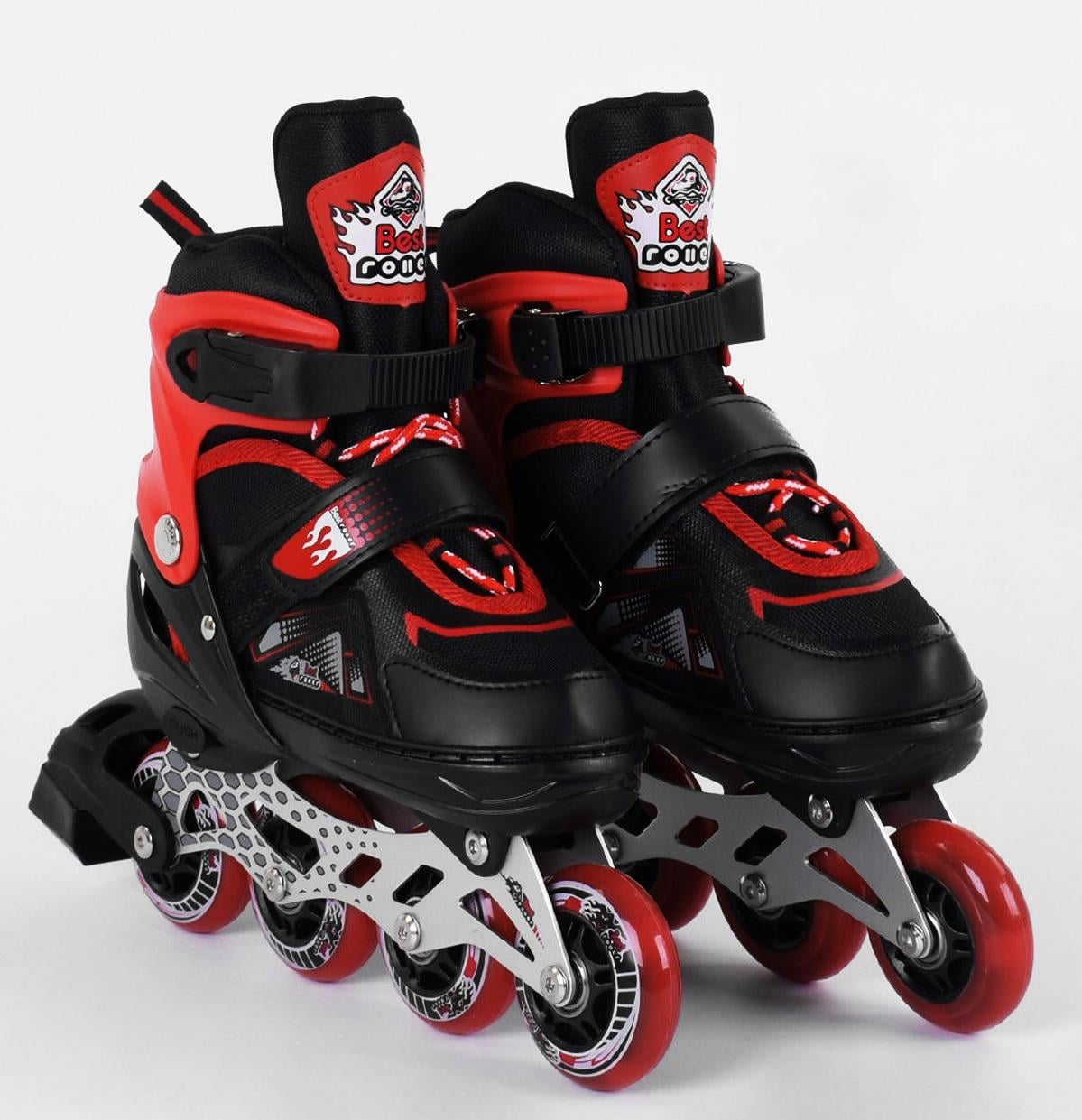 Роликові ковзани Best Roller PU колеса світло на передньому колесі в сумці р. 30-33 Red/Black (98927)