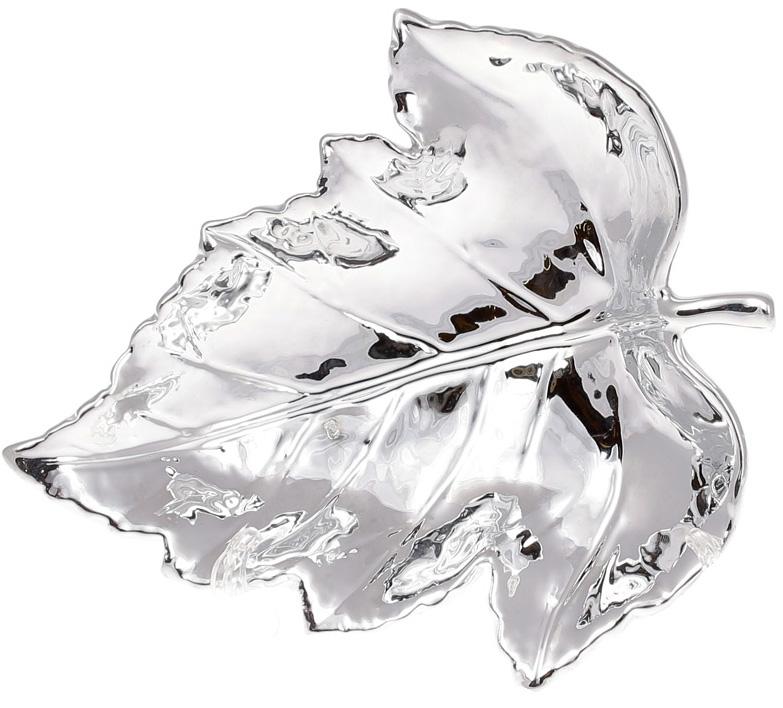 Набор керамических декоративных блюд Goreidh Кленовый лист 17,5х16 см 4 шт. Серебро (BD-733-275)