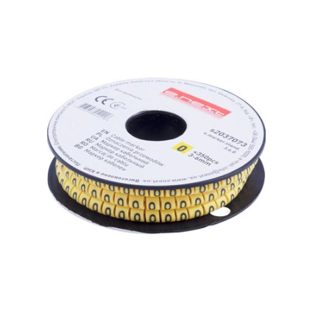 Маркер кабельный E.NEXT e.marker.stand.3.6.0 цифра 0 3-6 мм2 350 шт./рул. Желтый (s2037073)