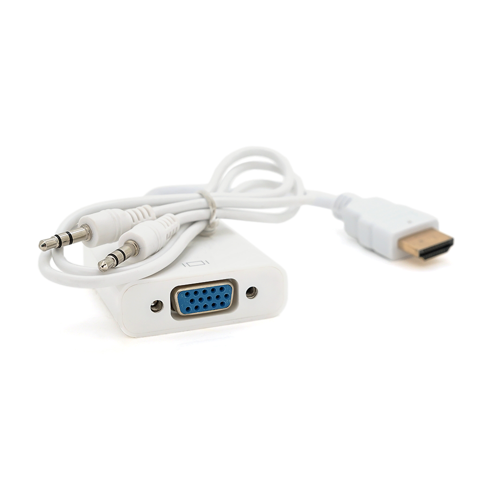Переходник HDMI-VGA с аудиовыходом 4K/2K поддержка звука Q250 10 см Белый (YUT_V4637)