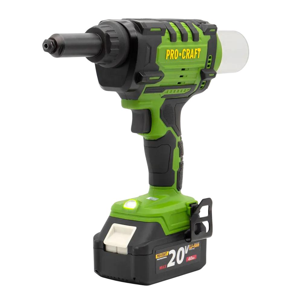 Пістолет заклепувальний безщітковий Акумуляторний ProCraft PRG20 з 2 акумуляторами та зарядним пристроєм з кейсом