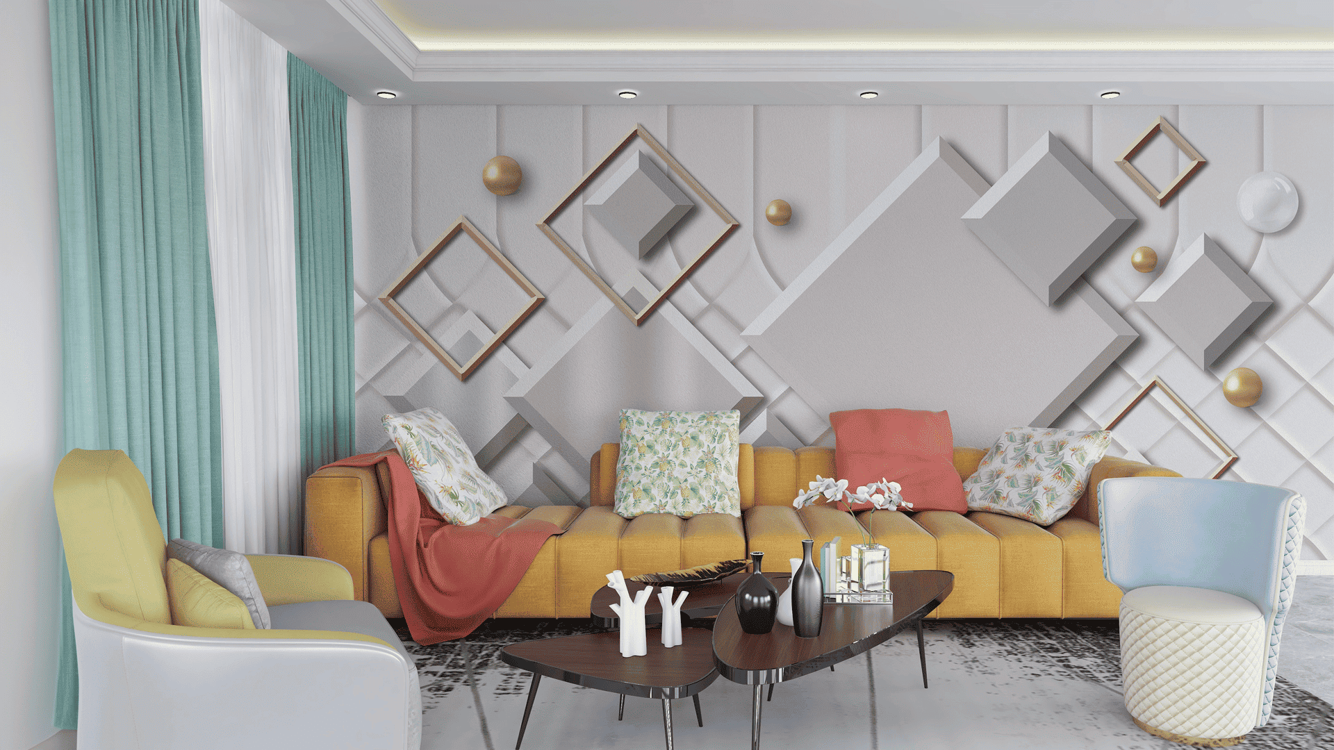 Фотообои флизелиновые Styleo Print-walls Движение форм 0721 350х270 см (Pw-0721/3)