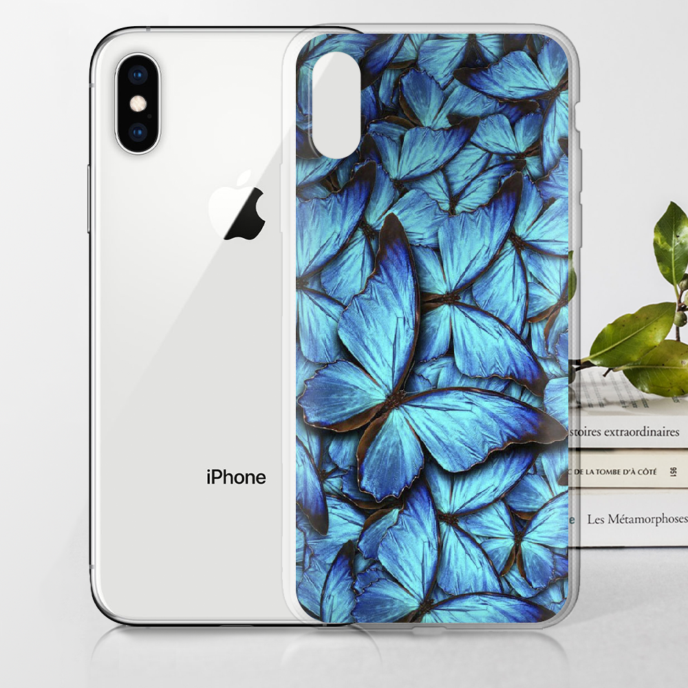 Чехол Boxface iPhone XS лазурные бабочки Прозрачный силикон (35413-up1550-32139) - фото 2