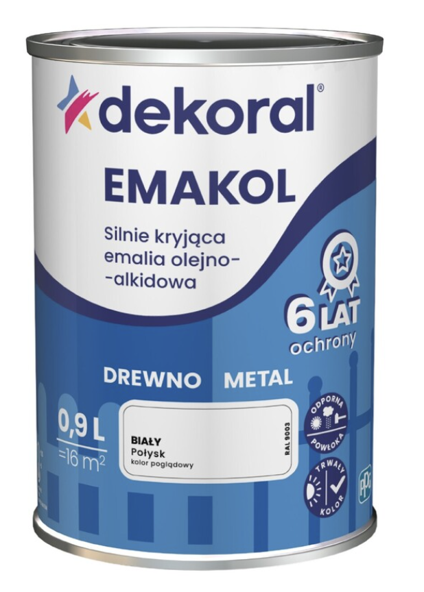 Эмаль для дерева и металла Dekoral Emakol 0,9 л Белый глянец RAL 9003 (2600594200) - фото 1 Эмаль для дерева и металла Dekoral Emakol 0,9 л Белый глянец RAL 9003 (2600594200) - фото 1