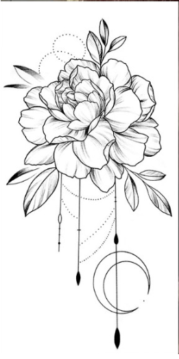 Тату тимчасове водостійке 3D велике Місячні квіти BK-038 17,5х9 см (4419443)