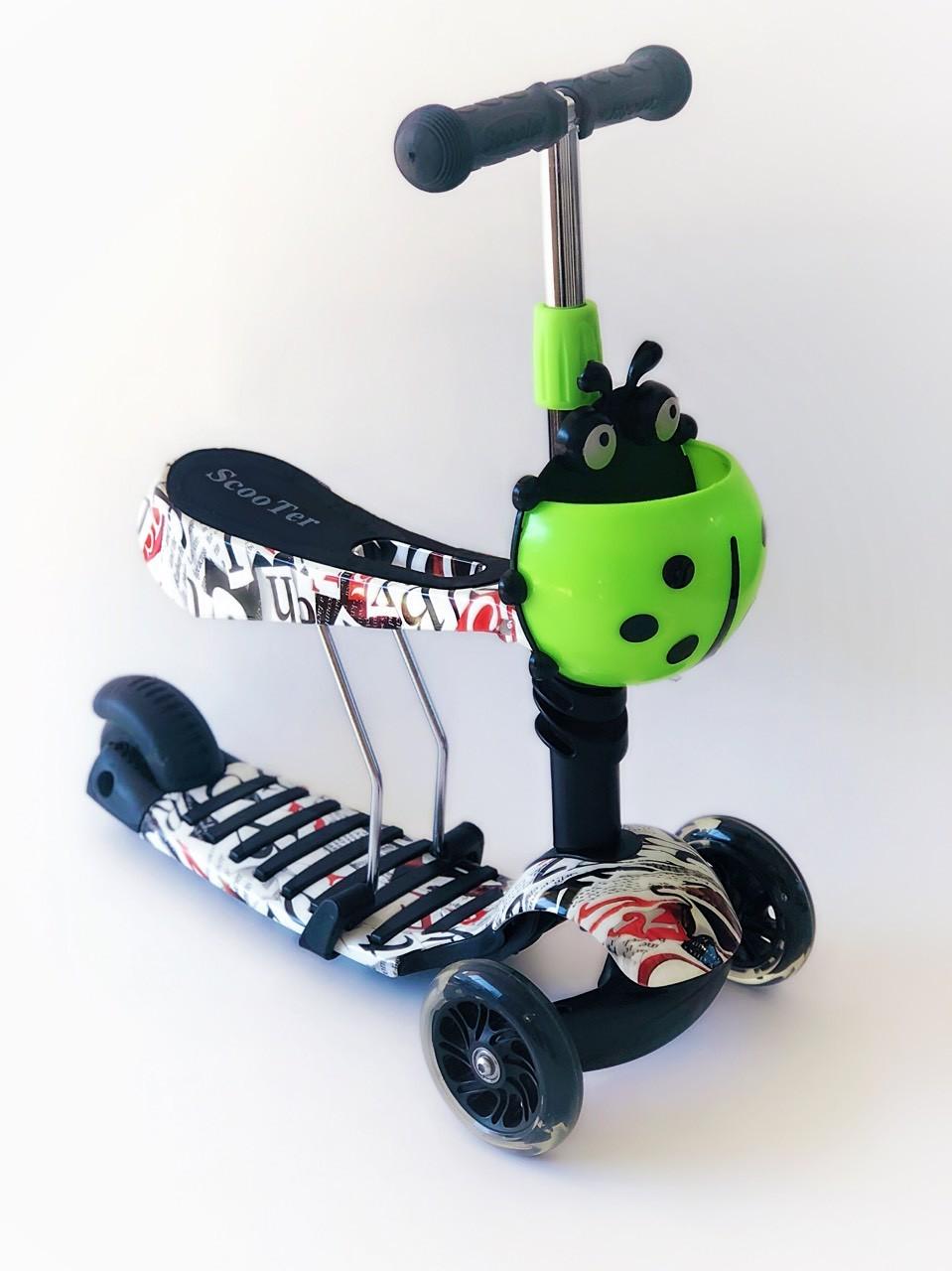 Самокат-беговел 2в1 Scooter Pro PP3 Божья Коровка Черный