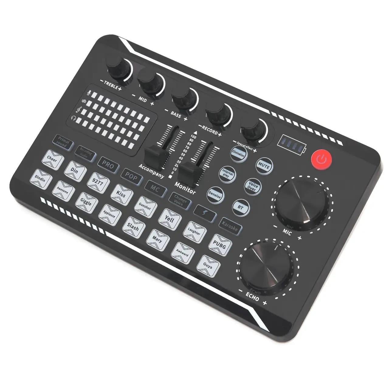 Звукова карта зовнішня Facmogu A21001 USB аудіо інтерфейс мікшер Bluetooth Live Sound Card