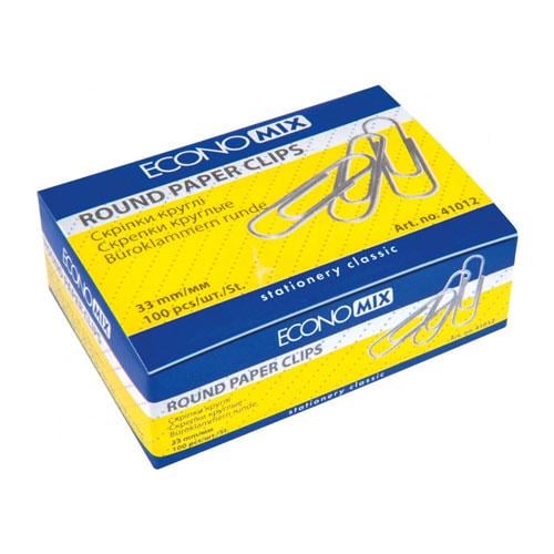 Скріпки закруглені Economix нікельовані 33 мм 100 шт. (E41012) Скріпки закруглені Economix нікельовані 33 мм 100 шт. (E41012)