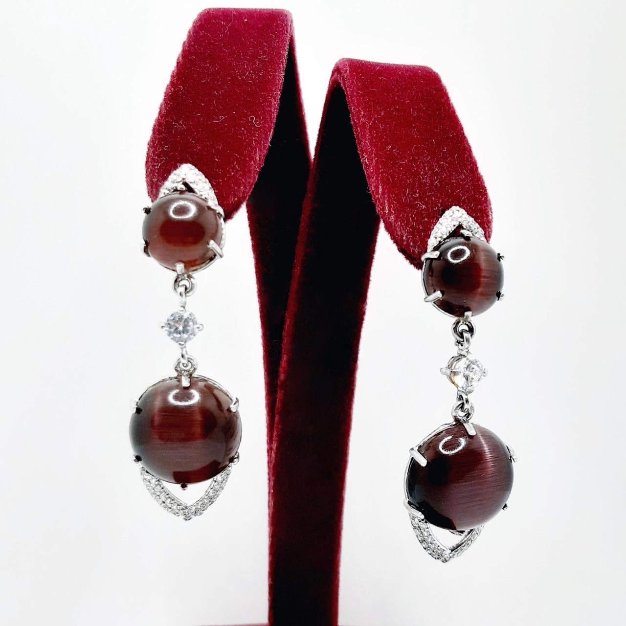 Серьги серебро фиолетовые камни родий 925° 9,62 г (3622511457)