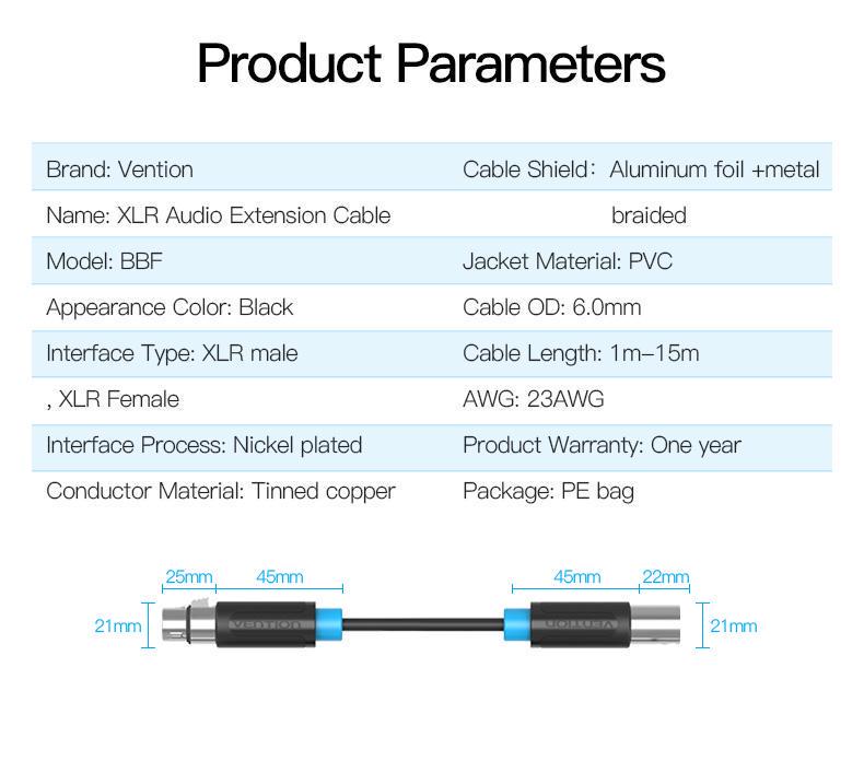 Кабель Vention XLR мама-XLR папа для микшера 8 м Черный (BBFBK) - фото 8 Кабель Vention XLR мама-XLR папа для микшера 8 м Черный (BBFBK) - фото 8